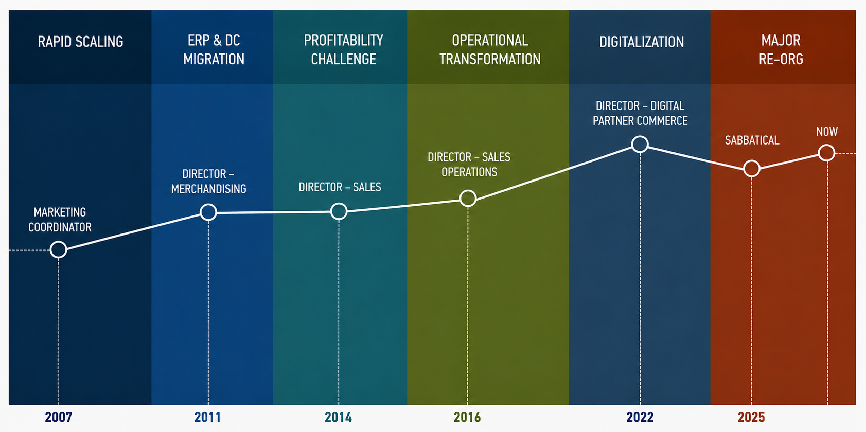 Career progression chart across six business phases